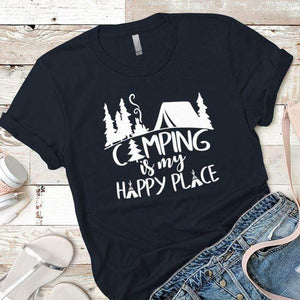 Camping Is My Happy Place 2 Premium Tees T-Shirts CustomCat Midnight Navy X-Small 