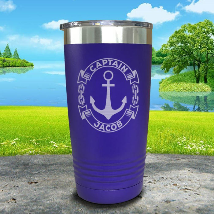 Captain Anchor (CUSTOM) Engraved Tumbler Tumbler ZLAZER 20oz Tumbler Royal Purple 