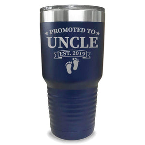 Promoted To Uncle Footprint (CUSTOM) With Date Engraved Tumblers Engraved Tumbler ZLAZER 30oz Tumbler Navy 
