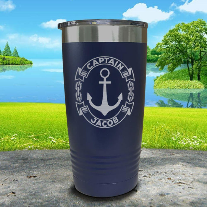 Captain Anchor (CUSTOM) Engraved Tumbler Tumbler ZLAZER 20oz Tumbler Navy 