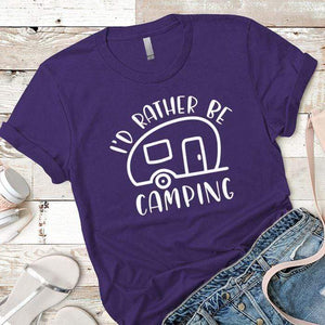 I'd Rather Be Camping Premium Tees T-Shirts CustomCat Purple Rush/ X-Small 
