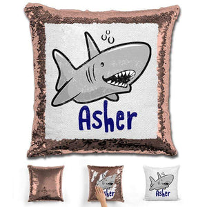 Shark Personalized Magic Sequin Pillow Pillow GLAM Rose Gold 