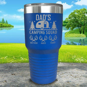 Dad's Camping Squad (CUSTOM) With Child's Name Engraved Tumblers Tumbler ZLAZER 30oz Tumbler Blue 