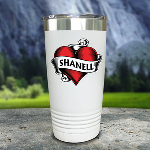 Heart Tattoo Personalized Color Printed Tumblers