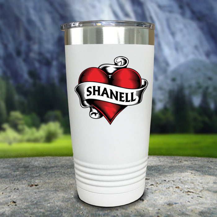 Heart Tattoo Personalized Color Printed Tumblers