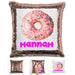 Donut Personalized Magic Sequin Pillow Pillow GLAM Rose Gold 