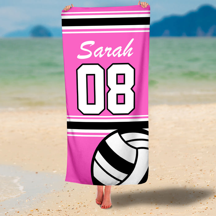 Personalized Volleyball Multicolored Premium Beach/Pool Towel