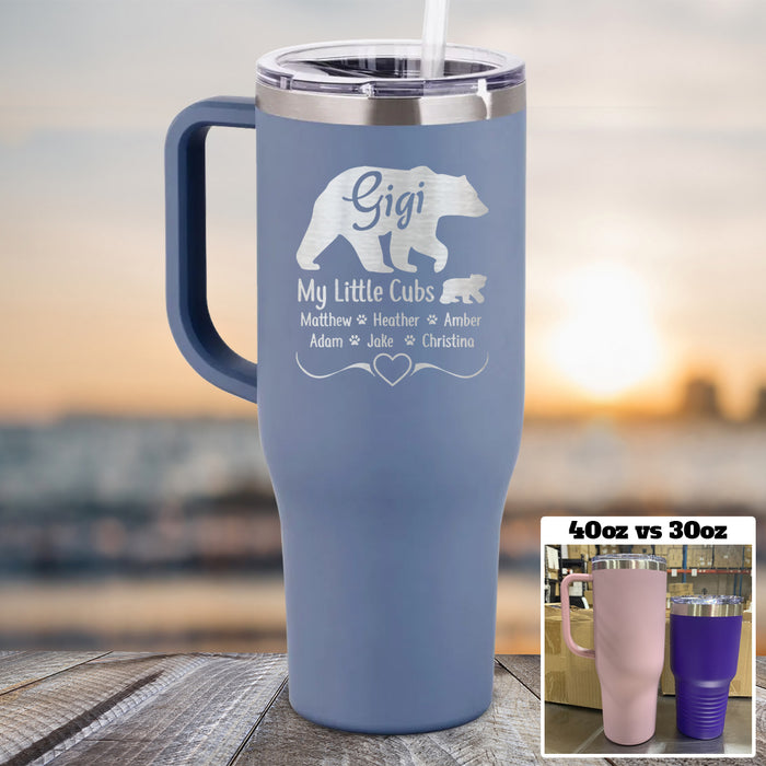 NEW 40oz Grandparents Bear (CUSTOM) Tumbler Personalized with Child's Name