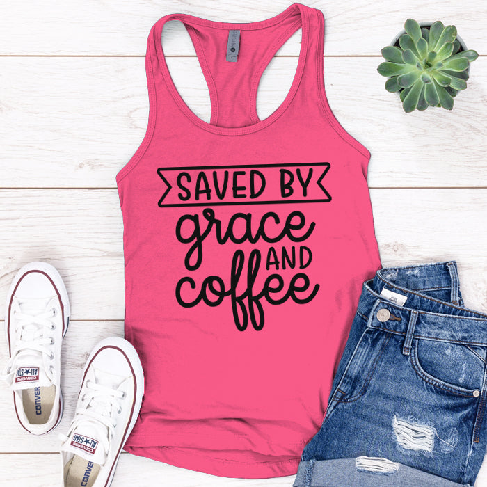 Saved By Grace And Coffee Premium Tank Top