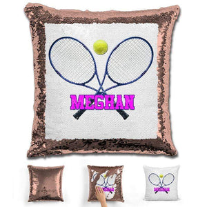 Tennis Personalized Magic Sequin Pillow Pillow GLAM Rose Gold Pink 