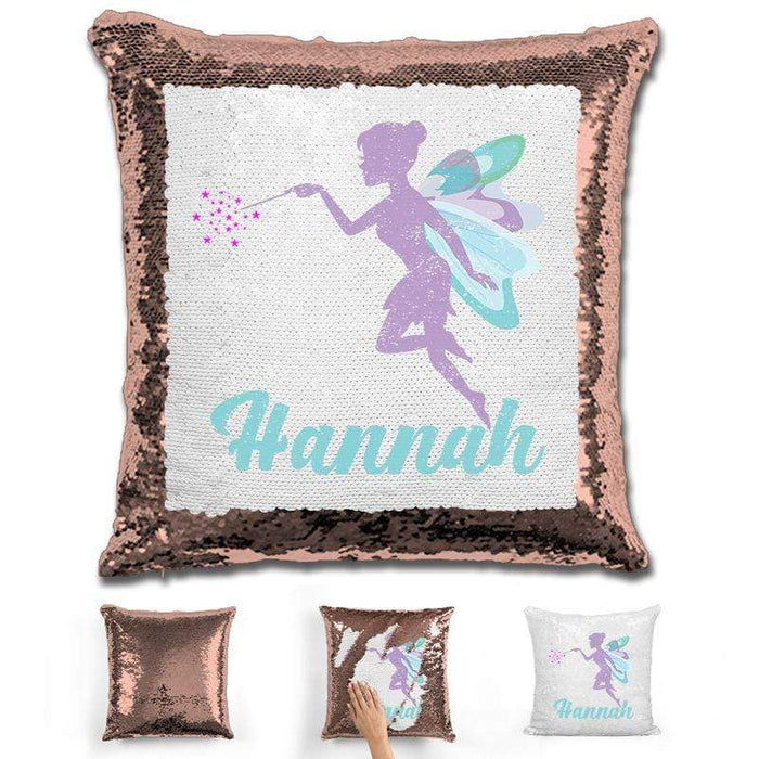 Fairy Personalized Magic Sequin Pillow Pillow GLAM Rose Gold 