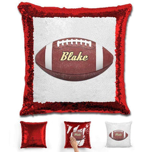 Football Personalized Magic Sequin Pillow Pillow GLAM Red 