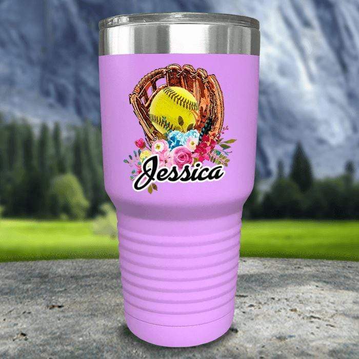 CUSTOM Softball Glove Color Printed Tumblers Tumbler Nocturnal Coatings 30oz Tumbler Lavender 