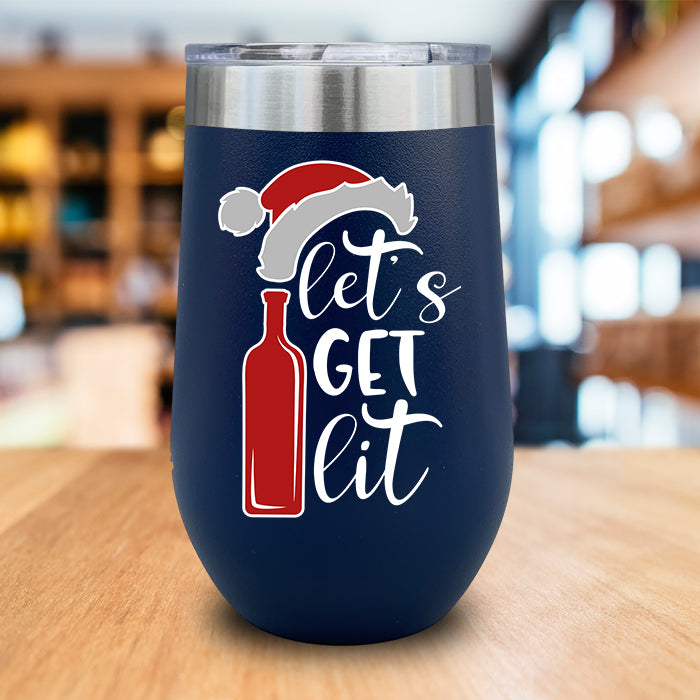 Let's Get Lit Christmas Color Printed Wine Tumbler