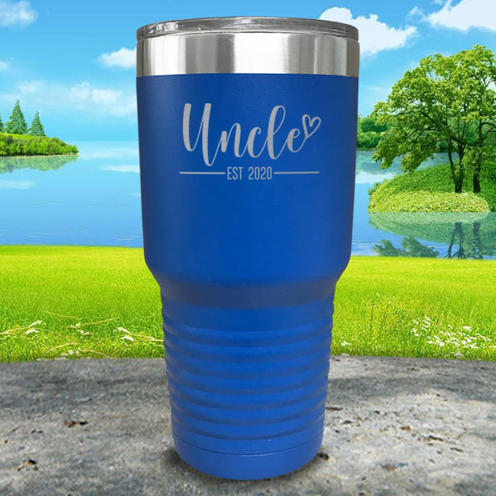 Personalized Uncle EST Script Heart Engraved Tumbler