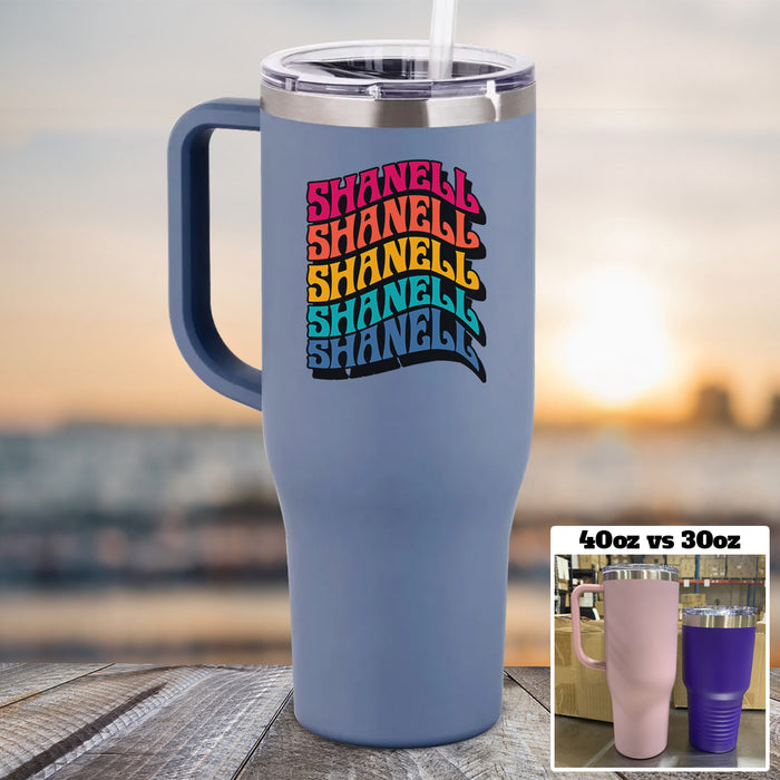 NEW 40oz Retro Style Name Personalized Color Printed Tumbler