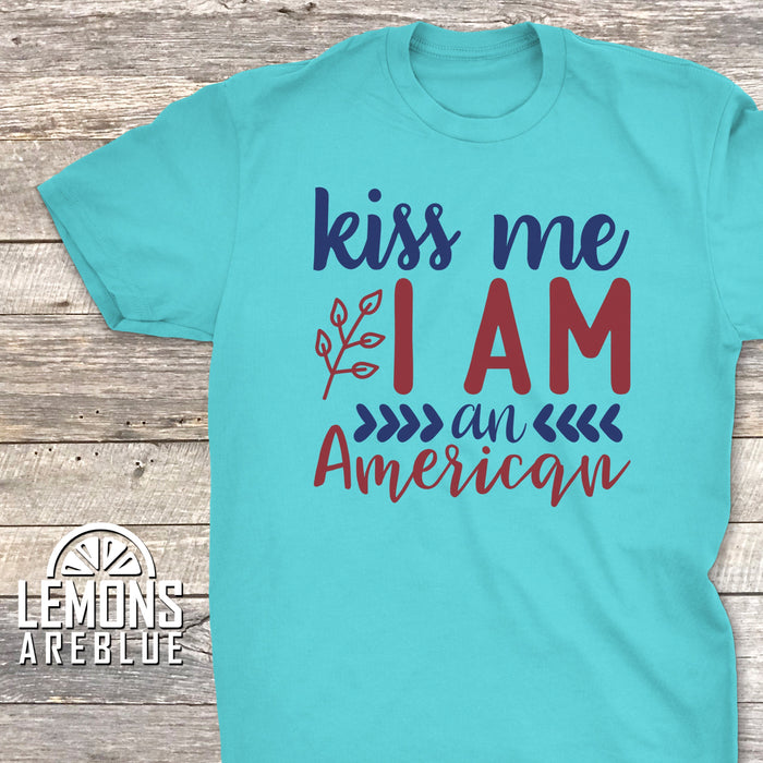 Kiss Me I'am American Premium Tees