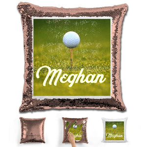 Golf Personalized Flip Sequin Pillow Pillow GLAM Rose Gold 