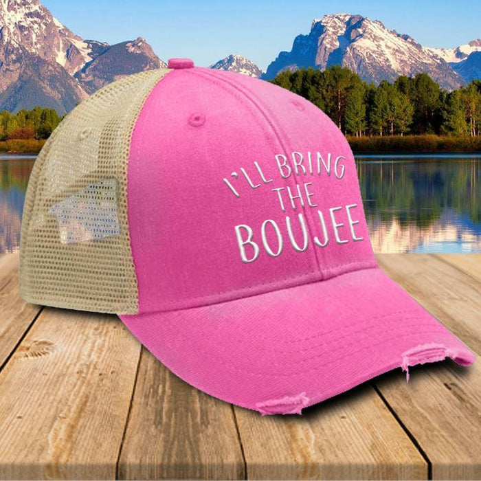 I'll Bring The Boujee Hats CustomCat Neon Pink/Tan One Size 