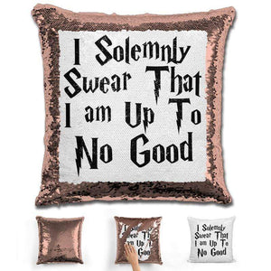 I Solemnly Swear Magic Sequin Pillow Pillow GLAM Rose Gold 