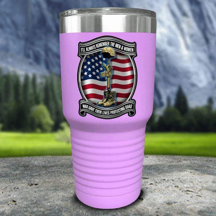 Veteran Always Remember Color Printed Tumblers Tumbler ZLAZER 30oz Tumbler Lavender 