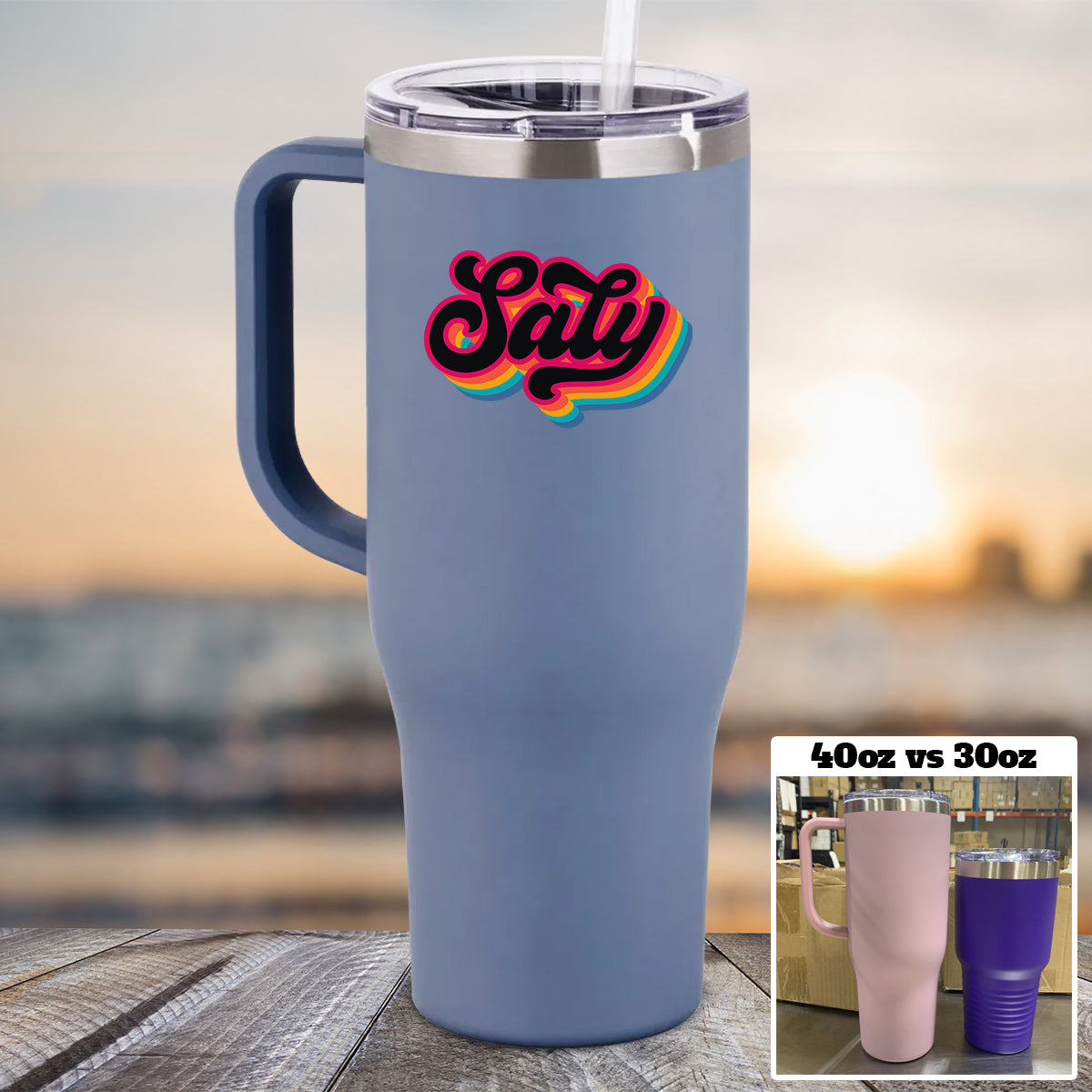 Personalized Name 40 oz Tumbler With Handle Color Printed Multiple Col -  LemonsAreBlue