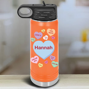 Personalized Candy Heart Kids Water Bottle Tumblers