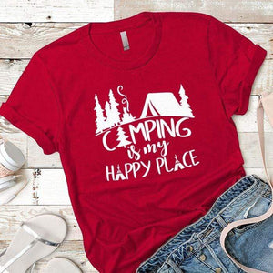 Camping Is My Happy Place 2 Premium Tees T-Shirts CustomCat Red X-Small 