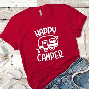Happy Camper 1 Premium Tees T-Shirts CustomCat Red X-Small 