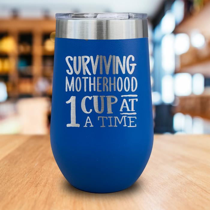 Surviving Motherhood Engraved Wine Tumbler