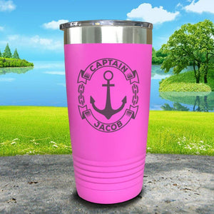 Captain Anchor (CUSTOM) Engraved Tumbler Tumbler ZLAZER 20oz Tumbler Pink 