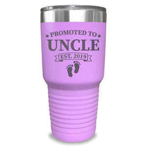 Promoted To Uncle Footprint (CUSTOM) With Date Engraved Tumblers Engraved Tumbler ZLAZER 30oz Tumbler Lavender 