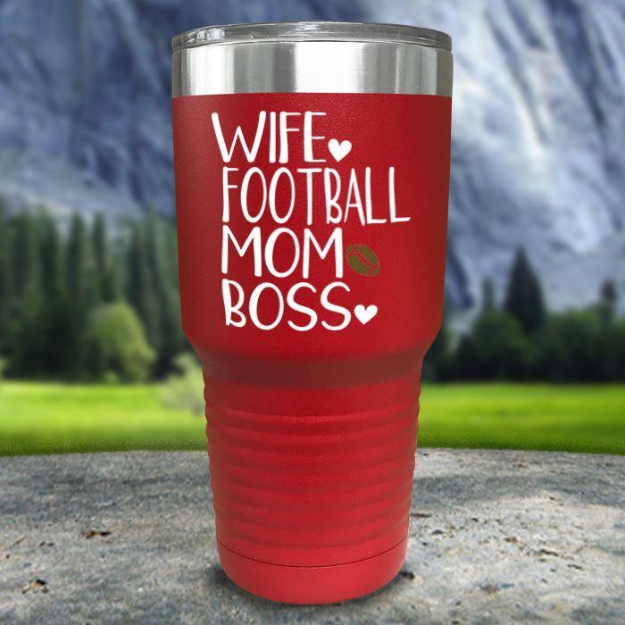 Wife Football Mom Boss Color Printed Tumblers Tumbler Nocturnal Coatings 30oz Tumbler Red 