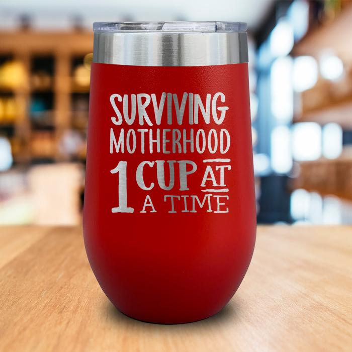 Surviving Motherhood Engraved Wine Tumbler