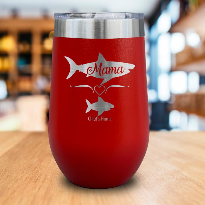 PERSONALIZED Mama Shark Engraved Wine Tumbler