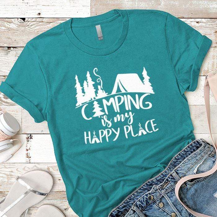 Camping Is My Happy Place 2 Premium Tees T-Shirts CustomCat Tahiti Blue X-Small 