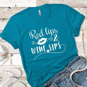Red Lips Premium Tees T-Shirts CustomCat Turquoise X-Small 