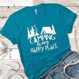Camping Is My Happy Place 2 Premium Tees T-Shirts CustomCat Turquoise X-Small 