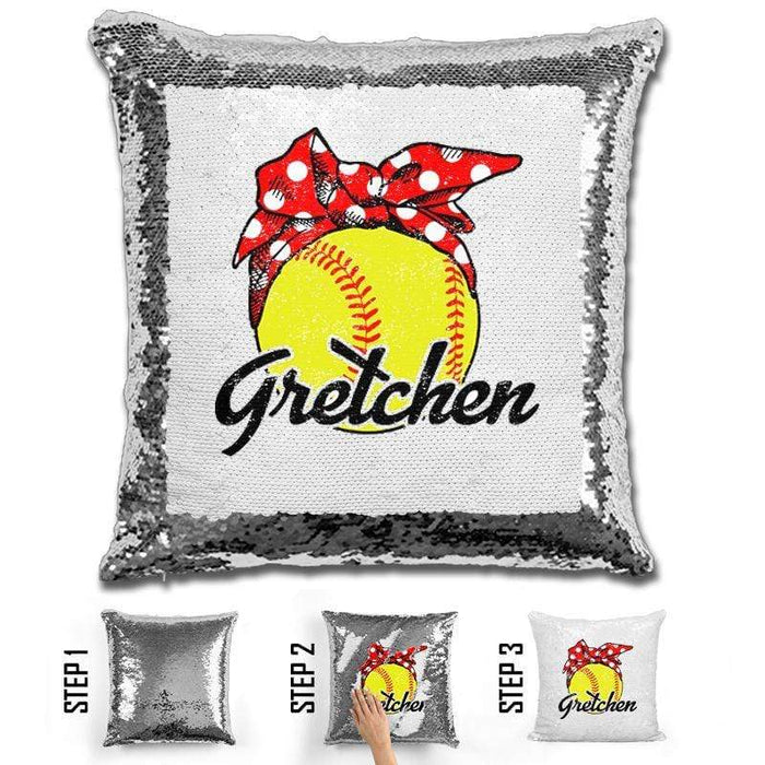 CUSTOM Bandana Softball Magic Sequin Pillow Pillow BLINGZ Silver 