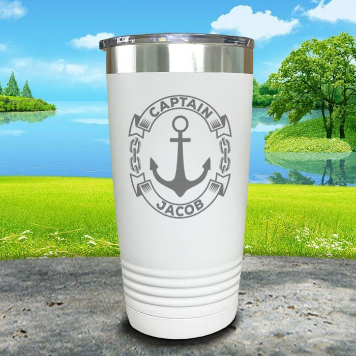 Captain Anchor (CUSTOM) Engraved Tumbler Tumbler ZLAZER 20oz Tumbler White 