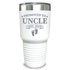 Promoted To Uncle Footprint (CUSTOM) With Date Engraved Tumblers Engraved Tumbler ZLAZER 30oz Tumbler White 
