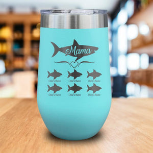 PERSONALIZED Mama Shark Engraved Wine Tumbler