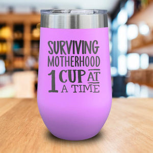 Surviving Motherhood Engraved Wine Tumbler