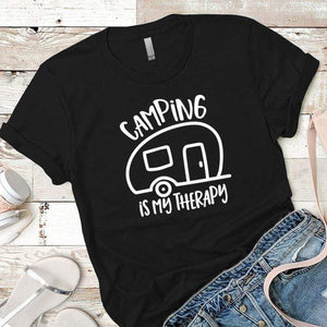 Camping Is My Therapy Premium Tees T-Shirts CustomCat Black X-Small 
