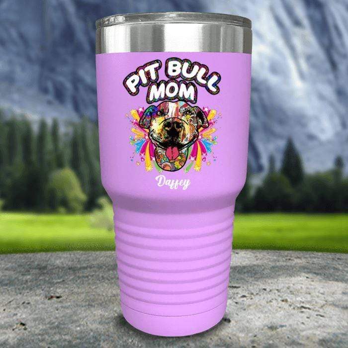 Personalized Pit Bull Mom Color Printed Tumblers Tumbler Nocturnal Coatings 30oz Tumbler Lavender 