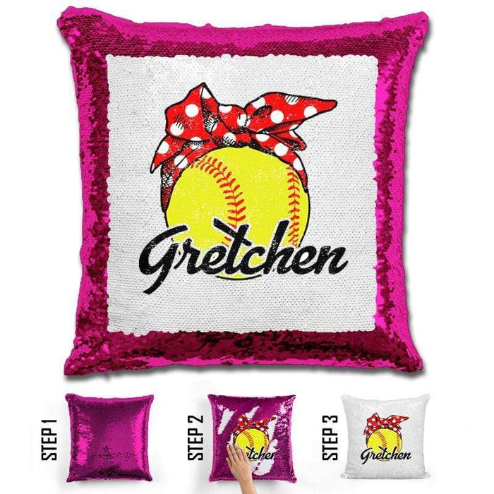 CUSTOM Bandana Softball Magic Sequin Pillow Pillow BLINGZ Hot Pink 