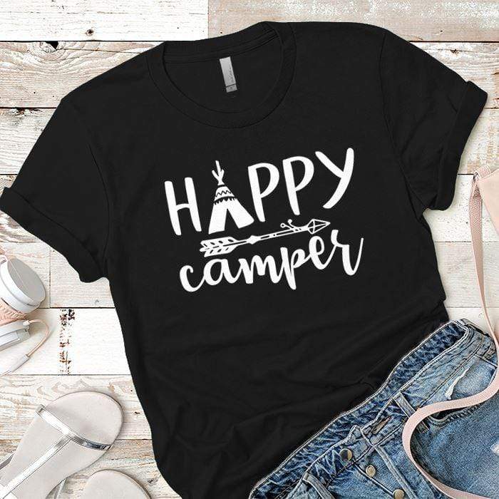 Happy Camper 2 Premium Tees T-Shirts CustomCat Black X-Small 