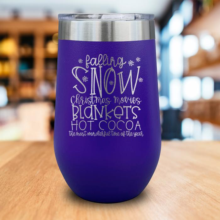 Falling Snow Engraved Wine Tumbler