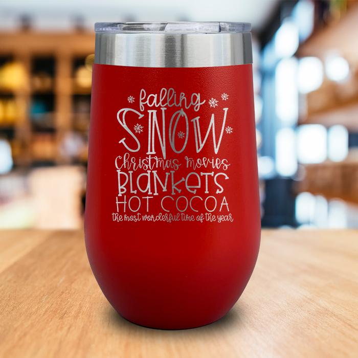 Falling Snow Engraved Wine Tumbler