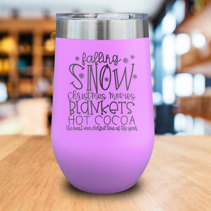 Falling Snow Engraved Wine Tumbler